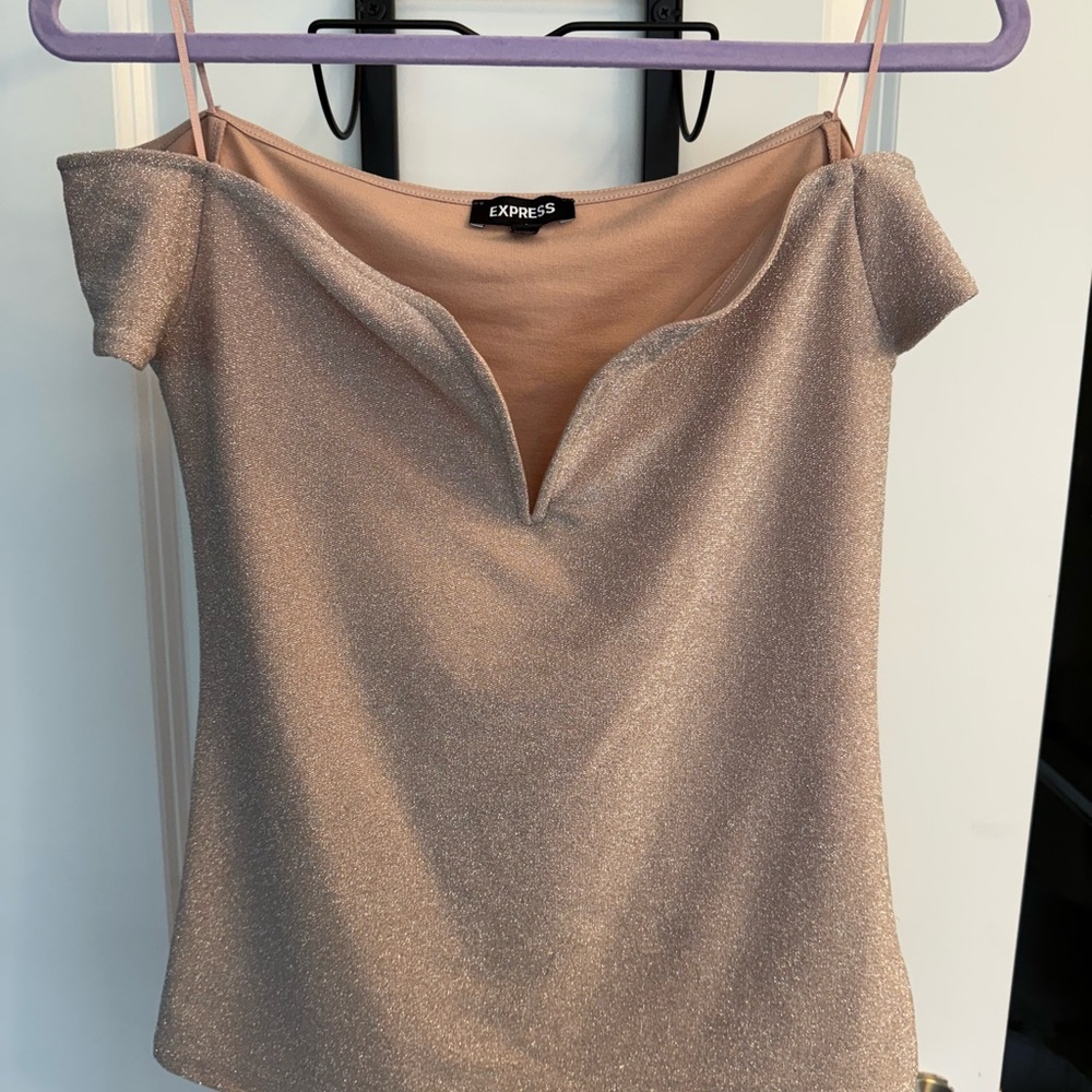 Express Women's Pale Pink Off-Shoulder Top